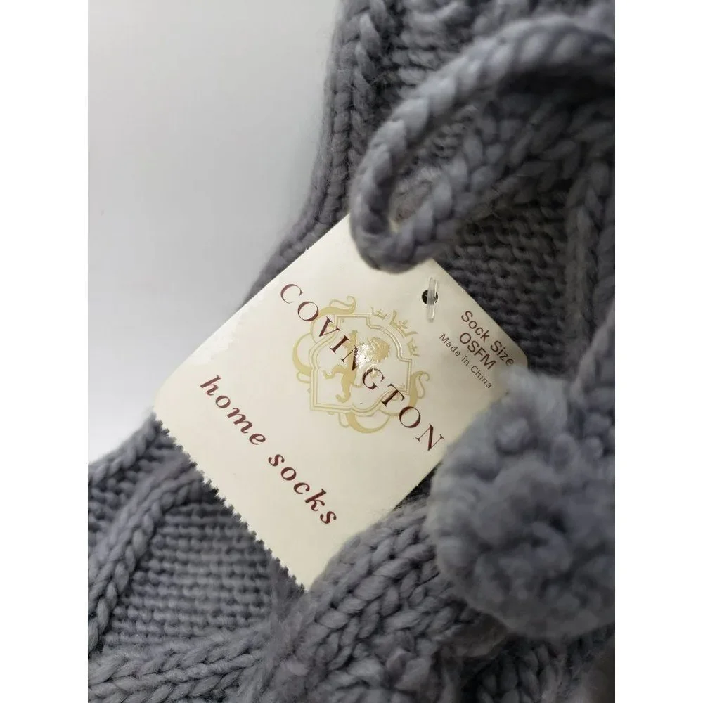Covington‎ NWT Sears Slippers Socks Grey Gray Knit Winter Socks with Grippers